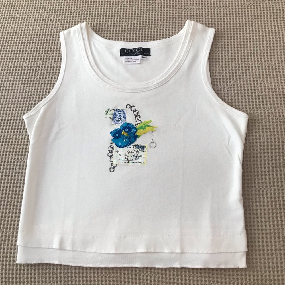 City Girl Nancy Bolen Sequined Floral Tank Size PS